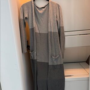 Gray Long Cardigan Sweater